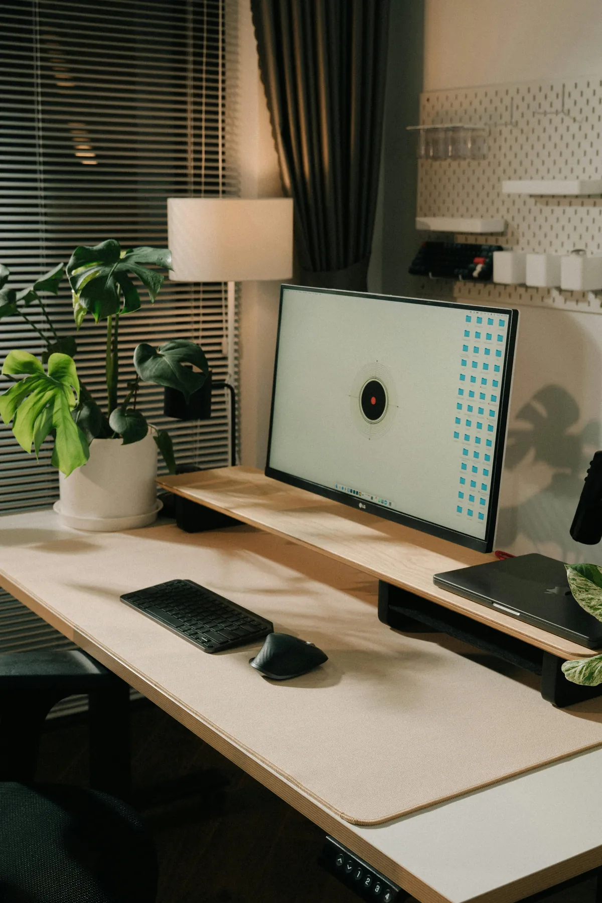 Warm home office computer setup